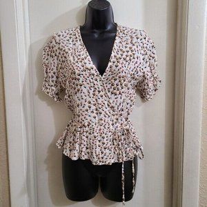 Faithfull the Brand Womens Salvador Floral Wrap Shirt XS Size 2
